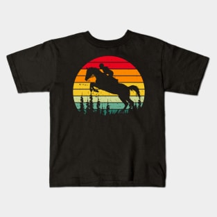 Equestrian Retro Horses Vintage Rider Kids T-Shirt